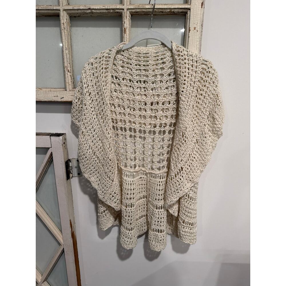 Cato size large cream colored crocheted sleeveless cardigan sweater vest